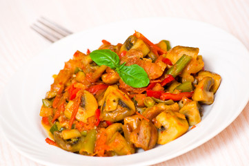 meat with mushrooms and vegetables