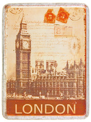 couvercle de boîte, vieille carte postale de Londres
