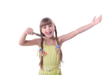 Young girl singing karaoke