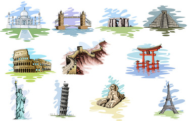vector illustration of collection of World Famous Monument