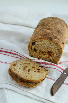Homemade rye bread with dried tomatoes
