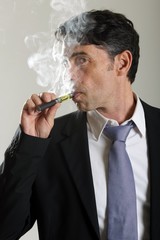 Man smoking ecigarette
