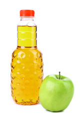 Delicious apple juice in plastic bottle