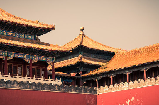 Detailed closeup of the architecture at the Forbidden City.
