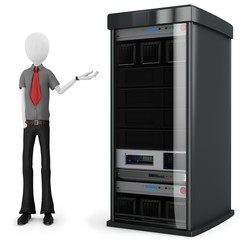 3d man businessman with server rack