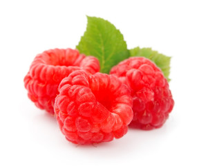 Ripe raspberries isolated