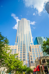 skyline and city streets of charlotte north carolina usa