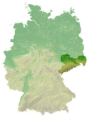 Topografische Reliefkarte Sachsen (Deutschland)