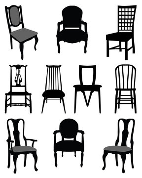 Set of silhouettes chairs-vector