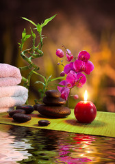 massage - bamboo - orchid, towels, candles , stones-vertical