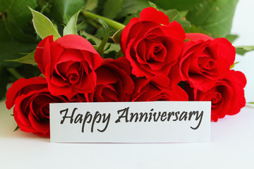 Happy Anniversary card with red roses