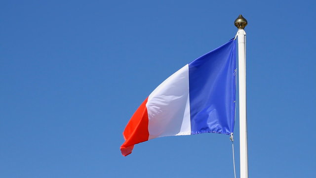 Flag of France, waving on the sky