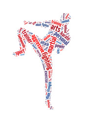 Words illustration of a man doing martial arts training