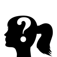 Human head silhouette with a question mark