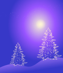 Winterliche Szene mit leuchtenden Christbäumen