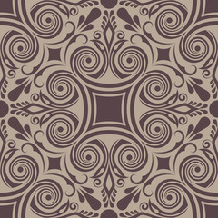 Seamless brown abstract floral swirly ornament