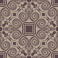 Seamless brown abstract floral swirly ornament