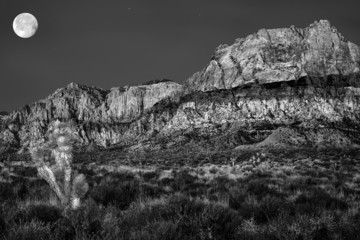 Desert mountains on a night of the full moon