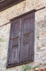 Weathered old window shutters from a  village house in turkey
