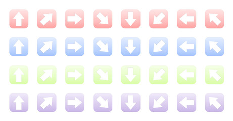 Set of colored 3d icons with arrows