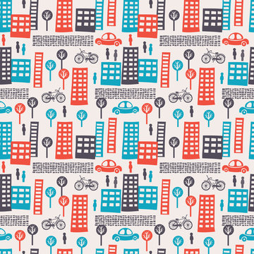Fototapeta City seamless pattern