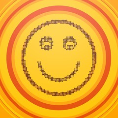 smile symbol  on circle retro background