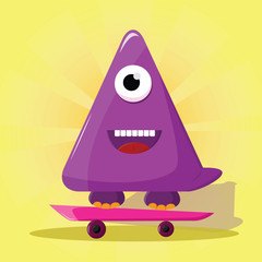 Purple monster on skateboard