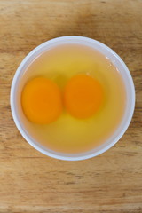 raw eggs on a cup