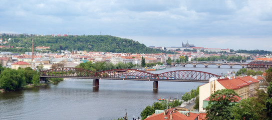 Fototapeta na wymiar View of Prague from Vysehrad (panorama)