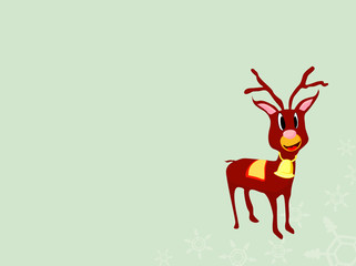 Happy Christmas reindeer green background