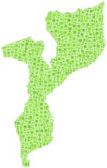 Republic of Mozambique - Africa - in a mosaic of green squares