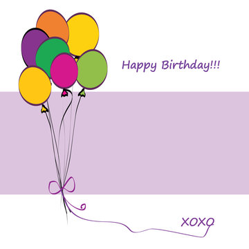 Happy Birthday Card with Balloons and Copy Space