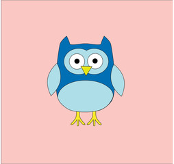 illustration of a funny character owl sitting on a branch