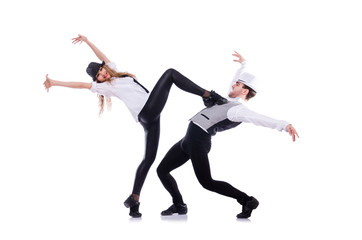 Pair of dancers dancing modern dances