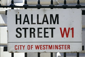 Hallam Street a London Steet sign