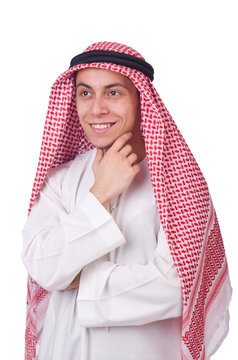 Young arab man isolated on white