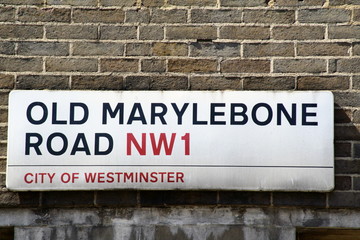 Old Marylebone Road street sign in London