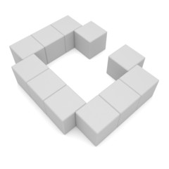 letter C cubic white