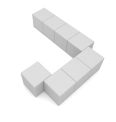 letter J cubic white