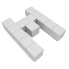 letter M cubic white