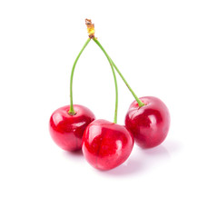 Sweet red cherries isolated on white