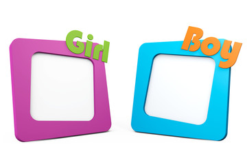 Photo Frames with Girl and Boy Signs