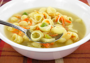 Chicken broth soup with vegetables
