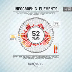 Detailed colorful infographic elements - 52 weeks