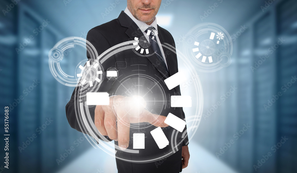 Aufkleber businessman using circle interface