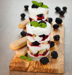 Dessert with blackberries