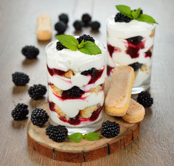 Dessert with blackberries