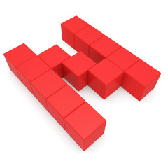 letter N cubic red