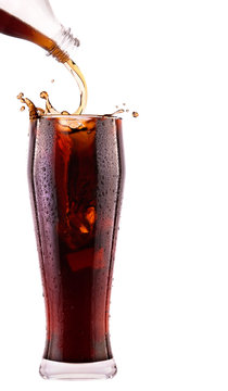 Fresh cola drink background with splash