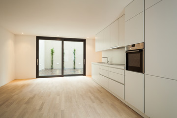 interior new house, modern white kitchen